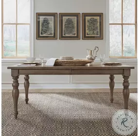 Americana Farmhouse Dusty Taupe Rectangular Leg Extendable Dining Room Set