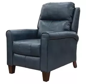 Pep Talk Blue Leather Hi Leg Power Recliner with Power Headrest and USB Charging