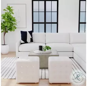 Leon White Leather Ottoman