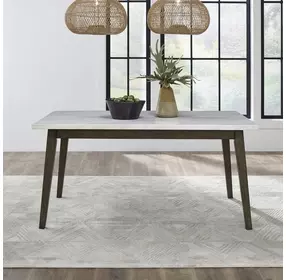 Edison Brownstone and White 64" Rectangular Marble Top Dining Table