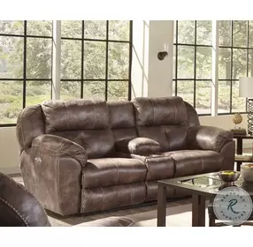 Ferrington Dusk Lay Flat Power Reclining Console 89" Loveseat With Power Headrest