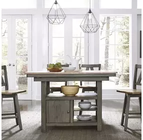 Harvest Fields Gray and Sandstone 5 Piece Extendable Gathering Dining Set