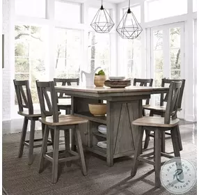 Lindsey Farm Gray And Sandstone Counter Height Swivel Chair Set of 2