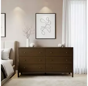 Mendel Walnut 6 Drawers Dresser