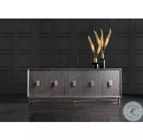 Melange Keenan Dark Wood and Silver 5 Door Credenza