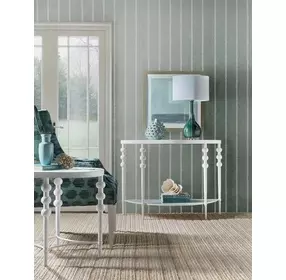 Melange White 44" Glass Top Demilune Console