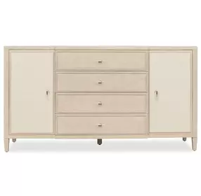 Melange Beige Upholstered 4 Drawer Dresser