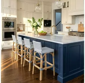 Serienna White and Navy Bar Stool