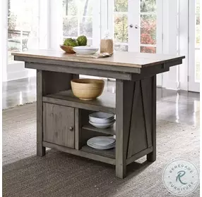 Somerset Farm Gray And Sandstone Extendable Kitchen Island Set