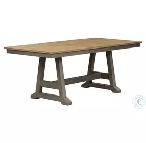 Lindsey Farm Gray And Sandstone Trestle Extendable Dining Room Set