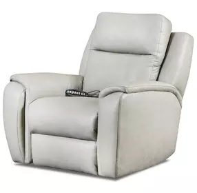 Drake Light Gray Leather Zero Gravity Power Recliner with Massage and USB Charging