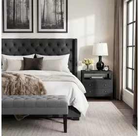 Nora Charcoal 2 Drawer Open Nightstand