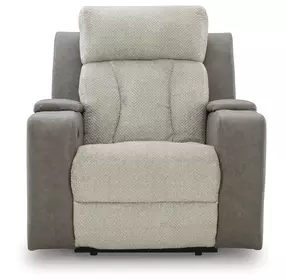 Point Clear Sisal Power Recliner with USB Charging and Lumbar Support
