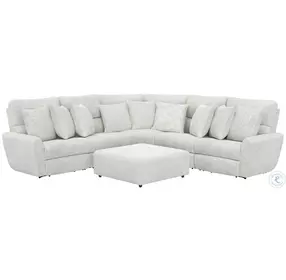 Majesty White Deep Seat Power Reclining Sectional with Cocktail Ottoman