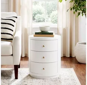 Nora Smooth White Round End Table