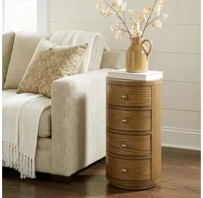 Nora Light Natural Round 4 Drawer End Table