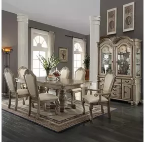 Chateau De Ville Antique White 4 Door Buffet and Hutch with LED