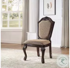 Chateau De Ville Fabric and Espresso Side Chair Set of 2