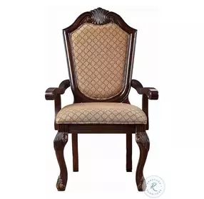 Chateau De Ville Fabric and Espresso Arm Chair Set of 2