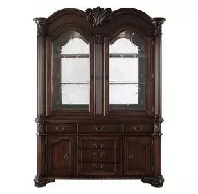 Chateau De Ville Espresso 4 Door Buffet and Hutch with LED