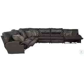 Como Chocolate Leather 7 Piece Power Reclining Modular Sectional