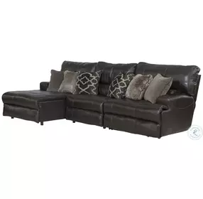 Como Chocolate Leather 3 Piece Power Reclining Modular Sectional with LAF Chaise
