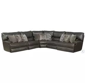 Como Steel Leather 5 Piece Power Reclining Modular Sectional