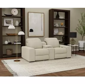 Ferrara Smoke Leather 87" Zero Gravity Power Reclining Console Loveseat with Power Headrest and USB Charging