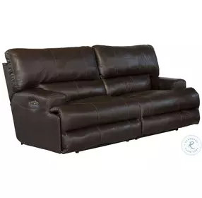 Wembley Chocolate Leather Lay Flat Power Reclining Living Room Set
