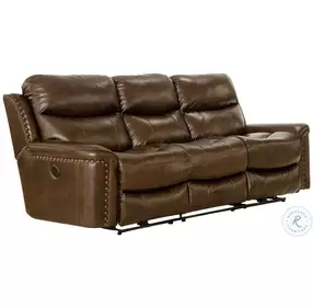 Ceretti Brown Leather Power Reclining Living Room Set