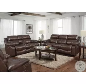 Positano Cocoa Leather Power Reclining Console Loveseat With Storage