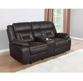 Greer Dark Brown Glider Reclining Console 77" Loveseat