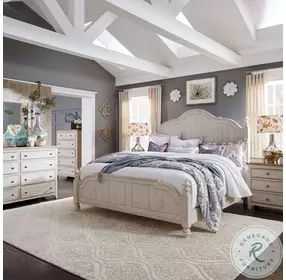 Farmhouse Reimagined Antique White And Chestnut King Poster Bed