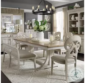 Farmhouse Reimagined Antique White And Chestnut Splat Back Side Chair Set of 2