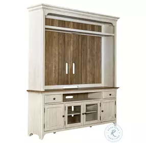 Farmhouse Reimagined Antique White And Chestnut Entertainment Center