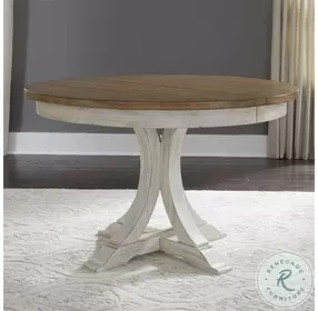 Rustic Haven Reimagined Antique White And Chestnut Pedestal Extendable Dining Room Set