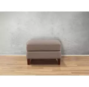 Arden Taupe Leather Upholstered Rectangular Ottoman
