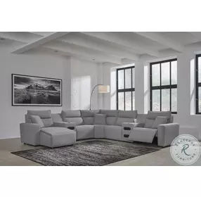 Modmax Salt And Pepper Performance Fabric 7 Piece Power Reclining Sectional with LAF Chaise