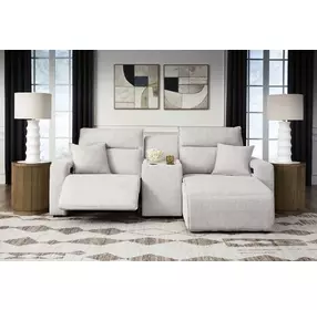 Modmax II Stone Performance Fabric 3 Piece Modular Power Reclining Sectional with Chaise and USB Charging