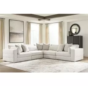 Stonecroft Manor Snowstone 5 Piece Modular Sectional with Pillows