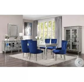 Varian Mirrored and Antique Platinum 90" Extendable Rectangular Dining Table