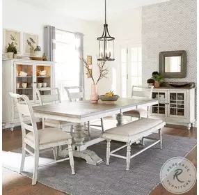 Kensington Antique Linen And Weathered Gray Bench