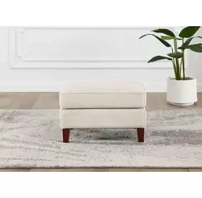 Lachlan Vanilla Leather Upholstered Rectangular Ottoman