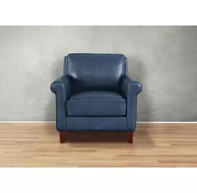 Lachlan Navy Leather Upholstered Accent Chair
