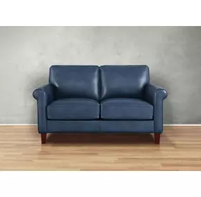 Lachlan Navy Leather 60" Loveseat