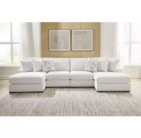 Wynncroft Manor Chalk Performance Fabric 4 Piece Modular Double Chaise Sectional