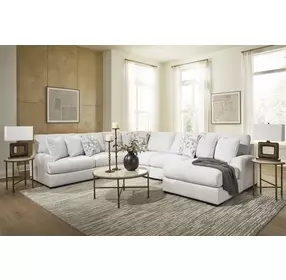 Wynncroft Manor Chalk Performance Fabric 5 Piece Modular Sectional with RAF Chaise