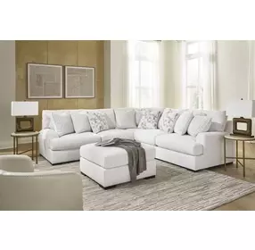 Wynncroft Manor Chalk Performance Fabric Upholstered Square Accent Ottoman