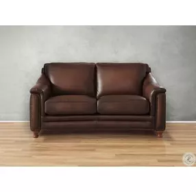 Bexley Caramel Leather 67" Loveseat with Nailhead Trim