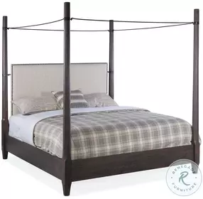 Big Sky Black And Beige Upholstered Canopy Bedroom Set
